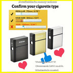 Cigarette Case- with USB Rechargeable Flameless Lighter - Holds 20 Regular
