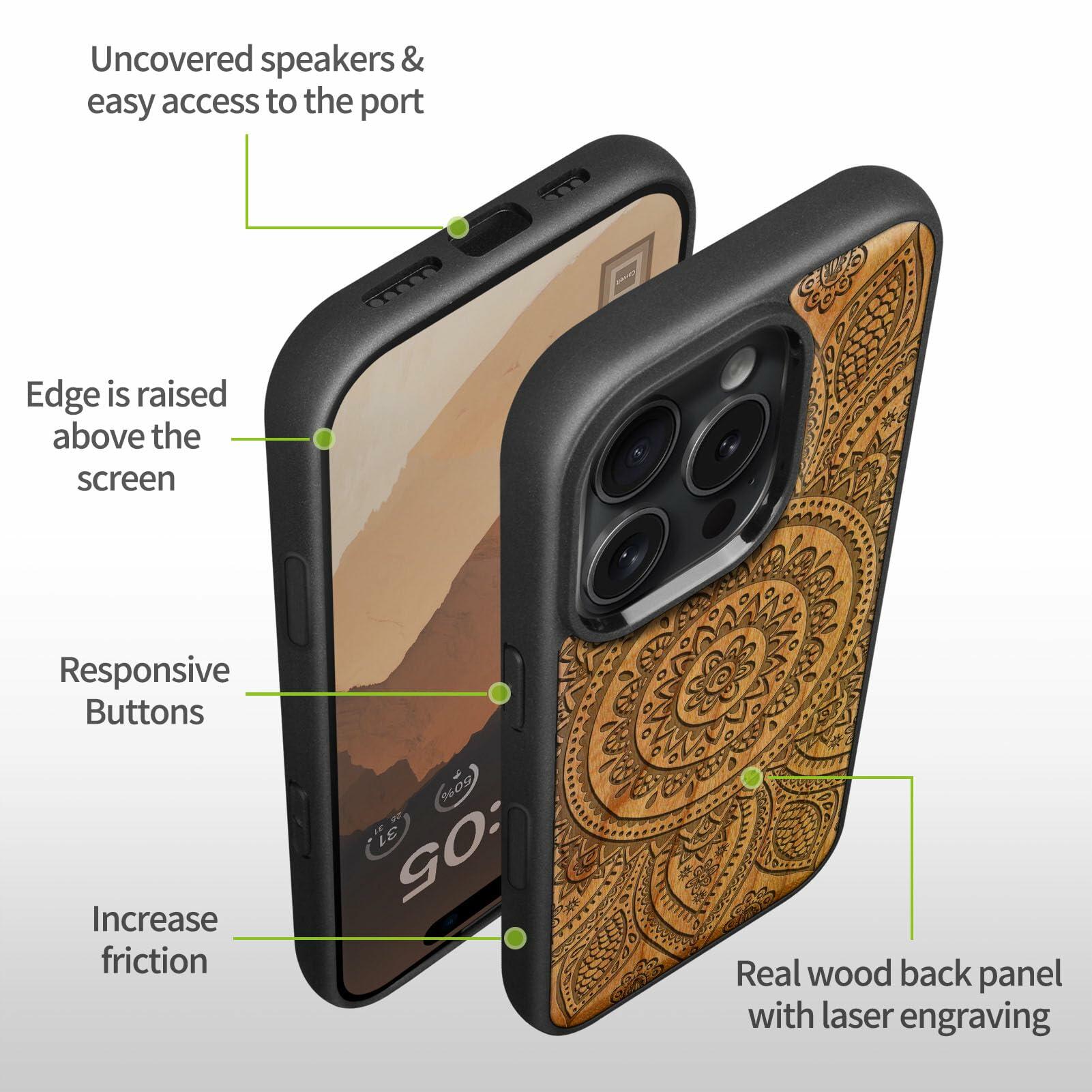 Carveit Magnetic Wooden Case for iPhone 16 Pro Case, Wood Artisan Engraved &
