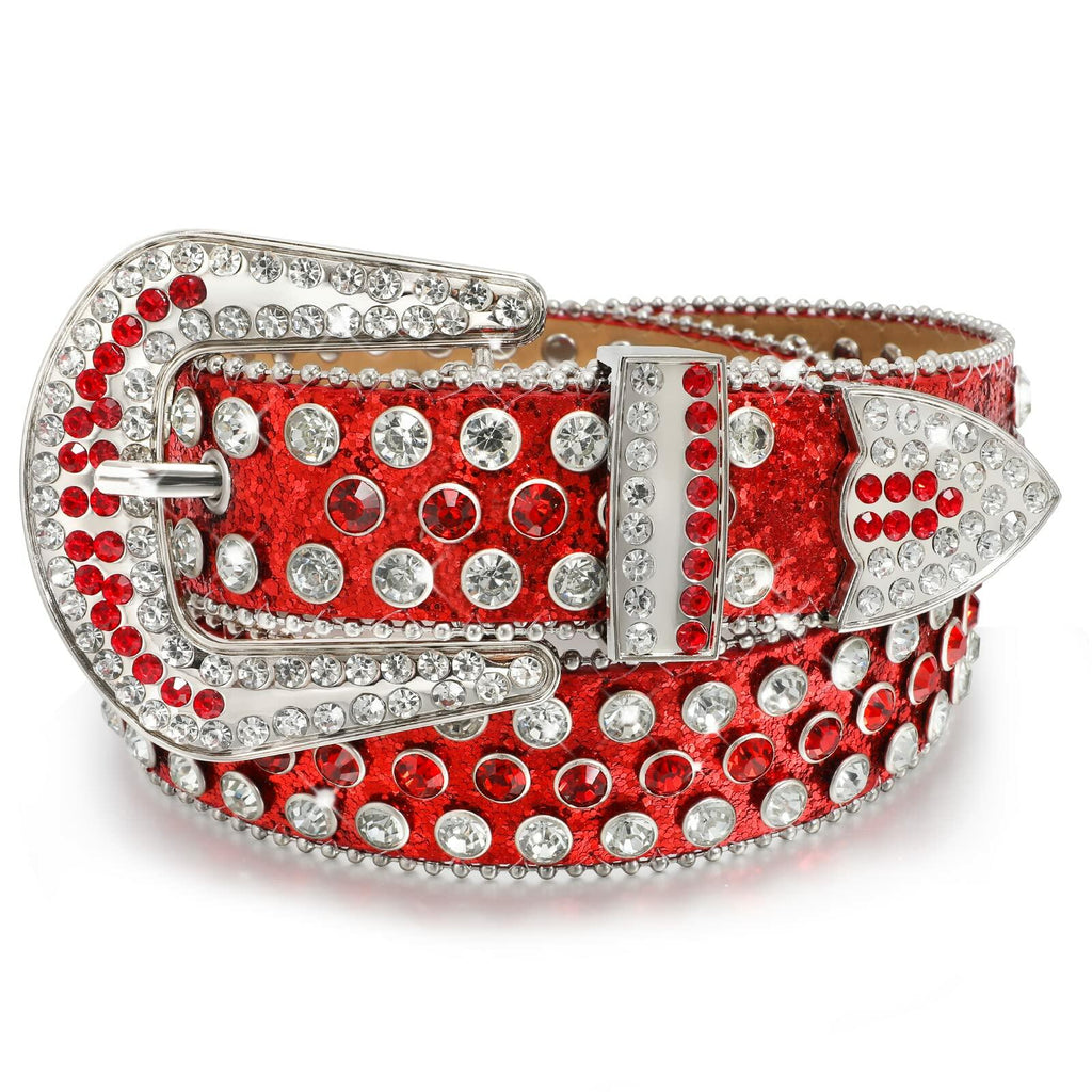 JASGOOD Women Men Rhinestones Belt,Bling Western Cowgirl Cowboy Studded Leather