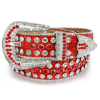 JASGOOD Women Men Rhinestones Belt,Bling Western Cowgirl Cowboy Studded Leather