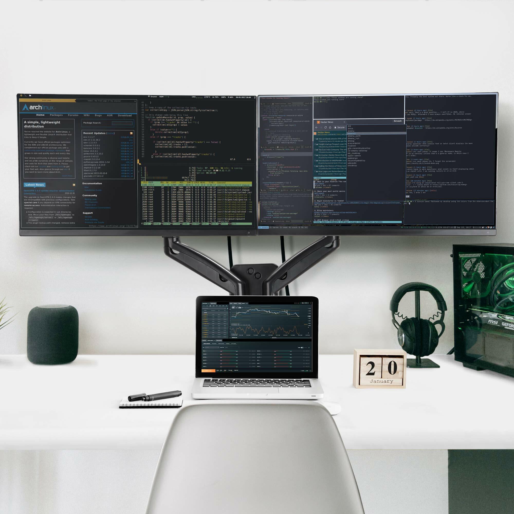 AVLT Dual 17"-32" Monitor Wall Mount fits Two 19.8 lbs Flat/Curved Computer