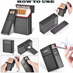 Cigarette Case- with USB Rechargeable Flameless Lighter - Holds 20 Regular