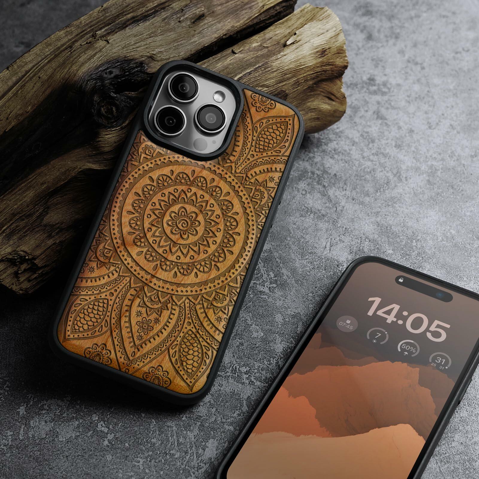 Carveit Magnetic Wooden Case for iPhone 16 Pro Case, Wood Artisan Engraved &