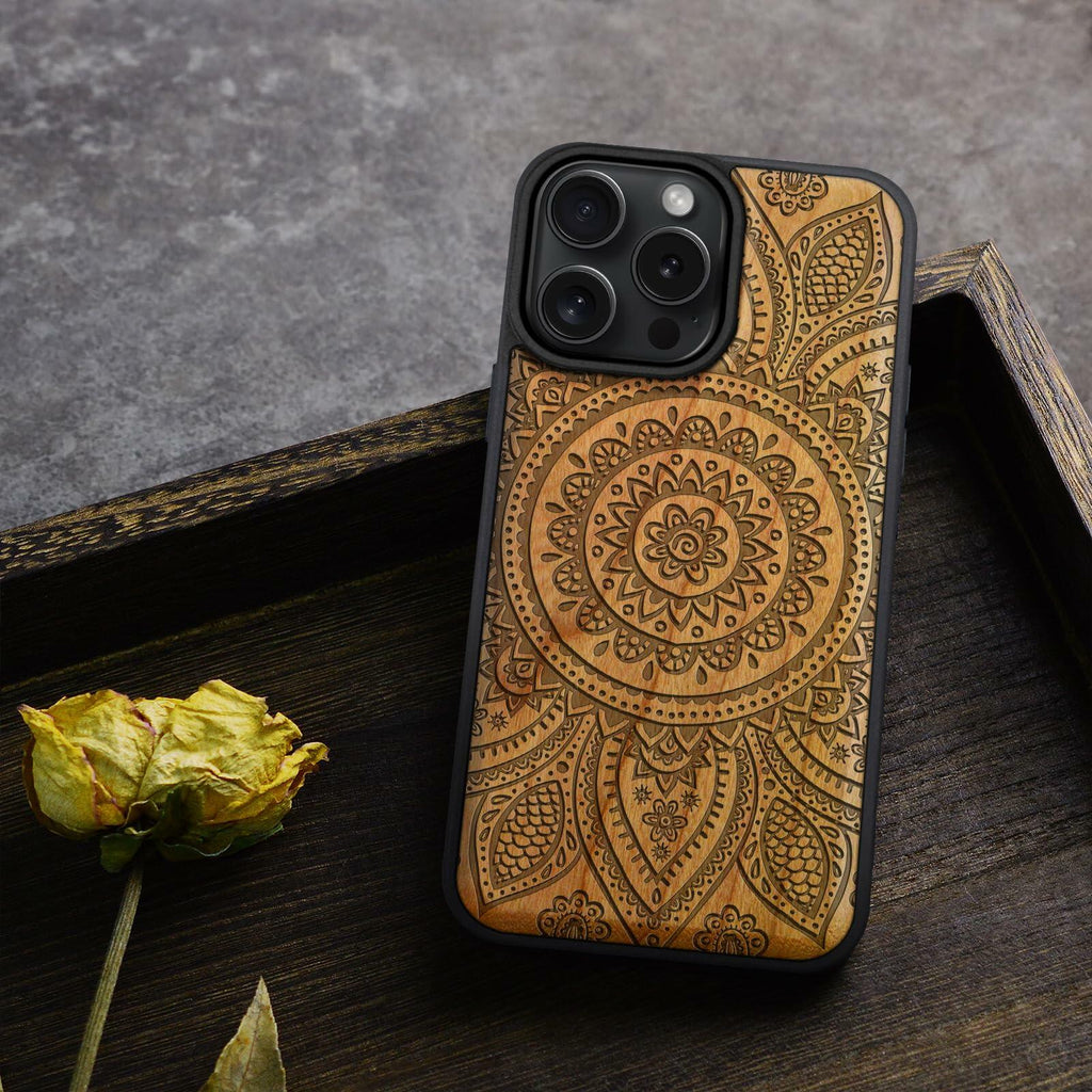 Carveit Magnetic Wooden Case for iPhone 16 Pro Case, Wood Artisan Engraved &