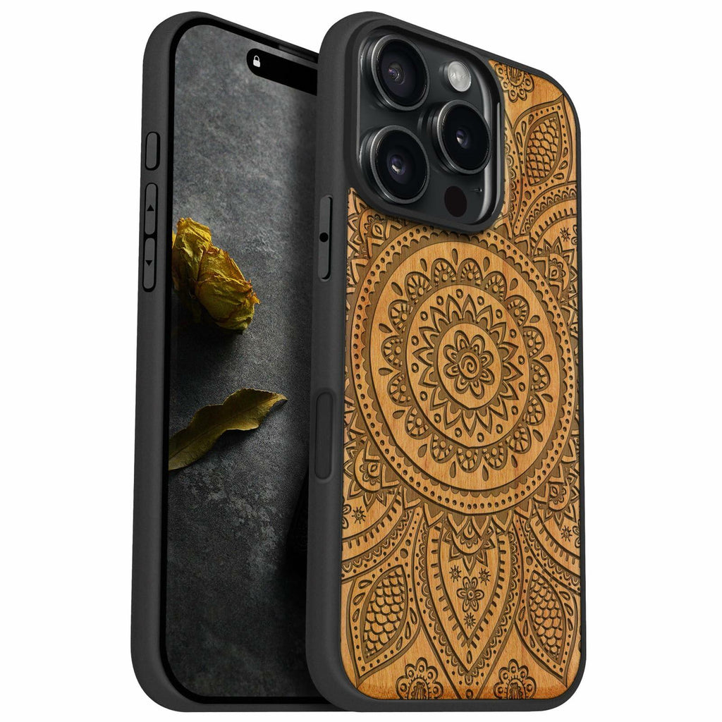 Carveit Magnetic Wooden Case for iPhone 16 Pro Case, Wood Artisan Engraved &