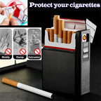 Cigarette Case- with USB Rechargeable Flameless Lighter - Holds 20 Regular