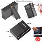 Cigarette Case- with USB Rechargeable Flameless Lighter - Holds 20 Regular
