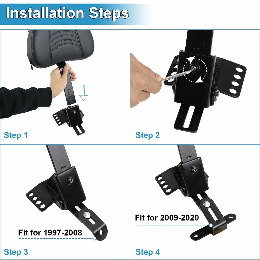 KOLEMO Motorcycle Adjustable Plug-in Driver Backrest Compatible with for