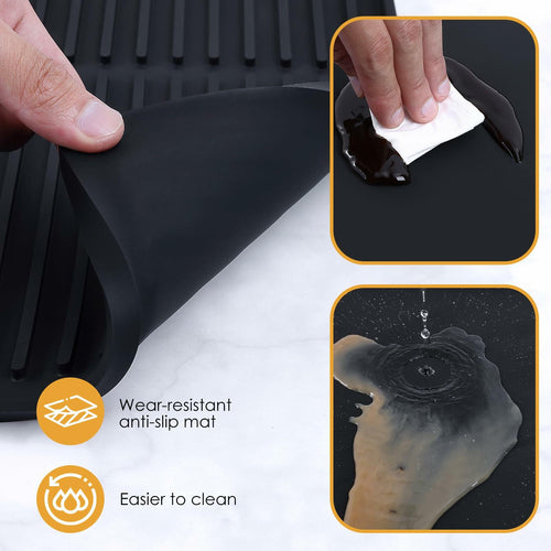 Silicone Coffee Mat with Raised Edges, , 24'' x 16'', Bar Mat for Countertops,