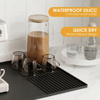 Silicone Coffee Mat with Raised Edges, , 24'' x 16'', Bar Mat for Countertops,