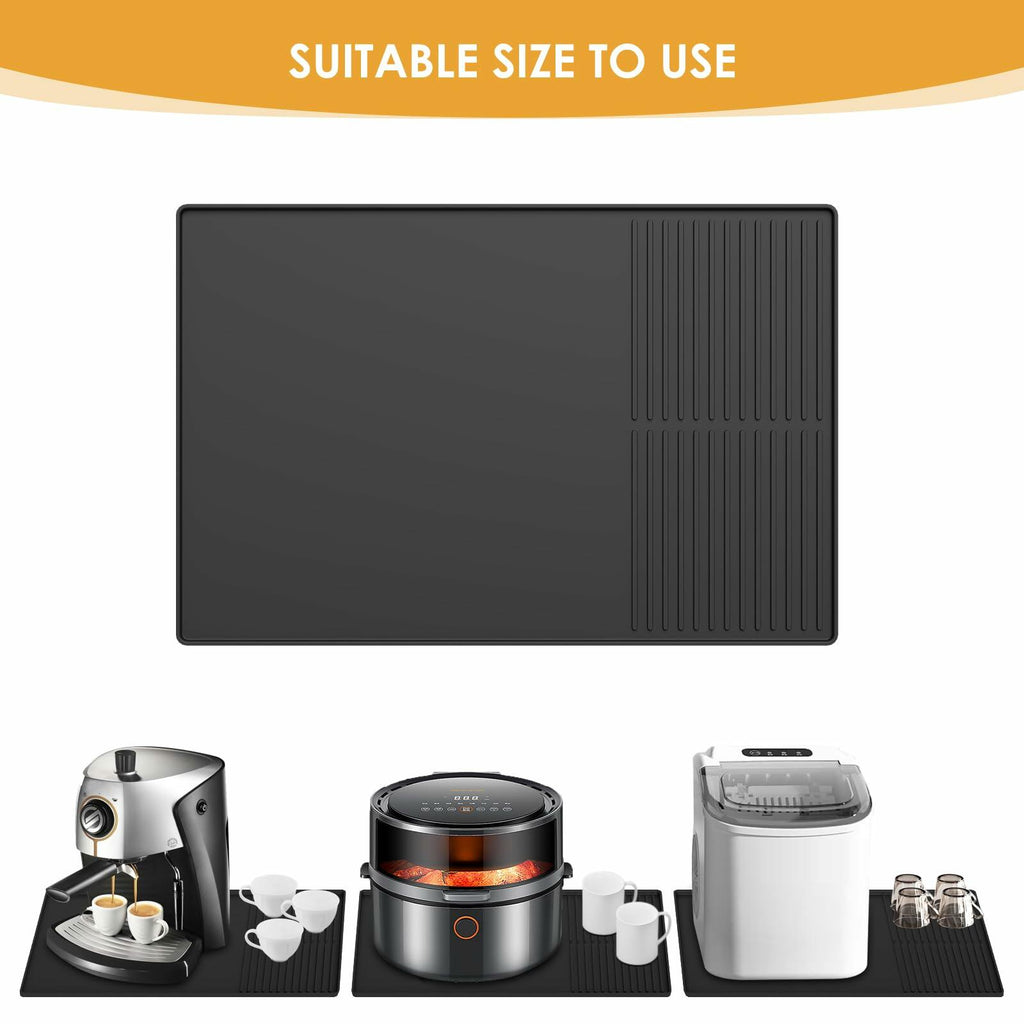 Silicone Coffee Mat with Raised Edges, , 24'' x 16'', Bar Mat for Countertops,