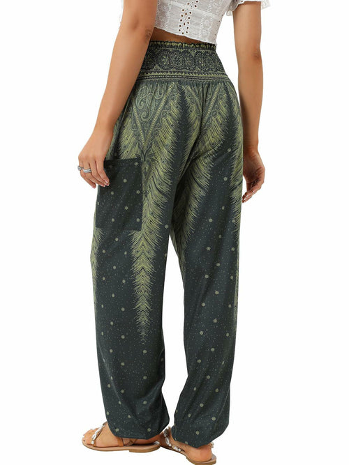 QIANXIZHAN 2XL Women's Harem Pants, High Waist Yoga Boho Trousers with Pockets