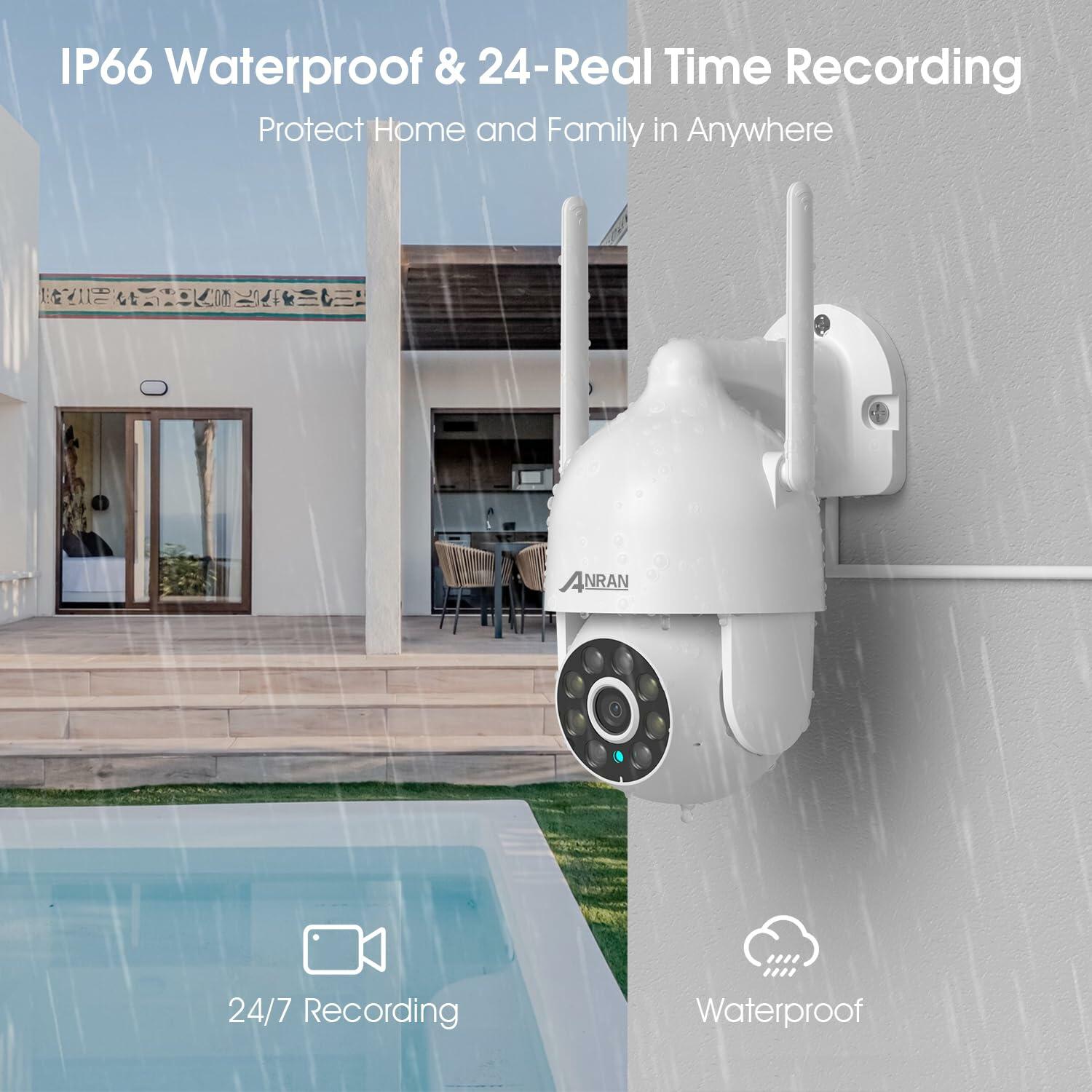 ANRAN 2K WiFi Security Camera Outdoor: 2.4/5GHz Dual-Band, Auto-Tracking, 2-Way
