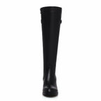 TinaCus Women's Genuine Leather Round Toe Handmade Back Zip Comfort Low Heel
