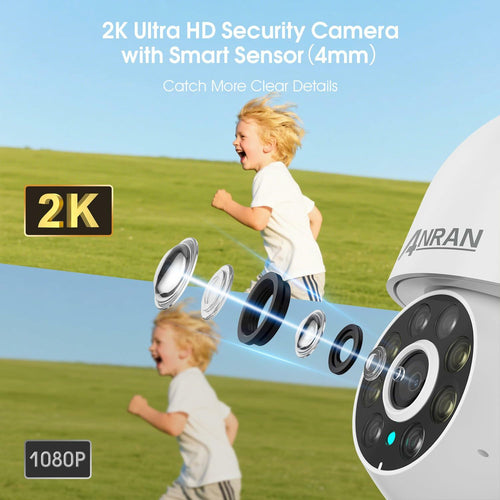 ANRAN 2K WiFi Security Camera Outdoor: 2.4/5GHz Dual-Band, Auto-Tracking, 2-Way