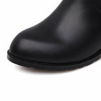 TinaCus Women's Genuine Leather Round Toe Handmade Back Zip Comfort Low Heel