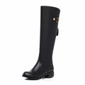 TinaCus Women's Genuine Leather Round Toe Handmade Back Zip Comfort Low Heel