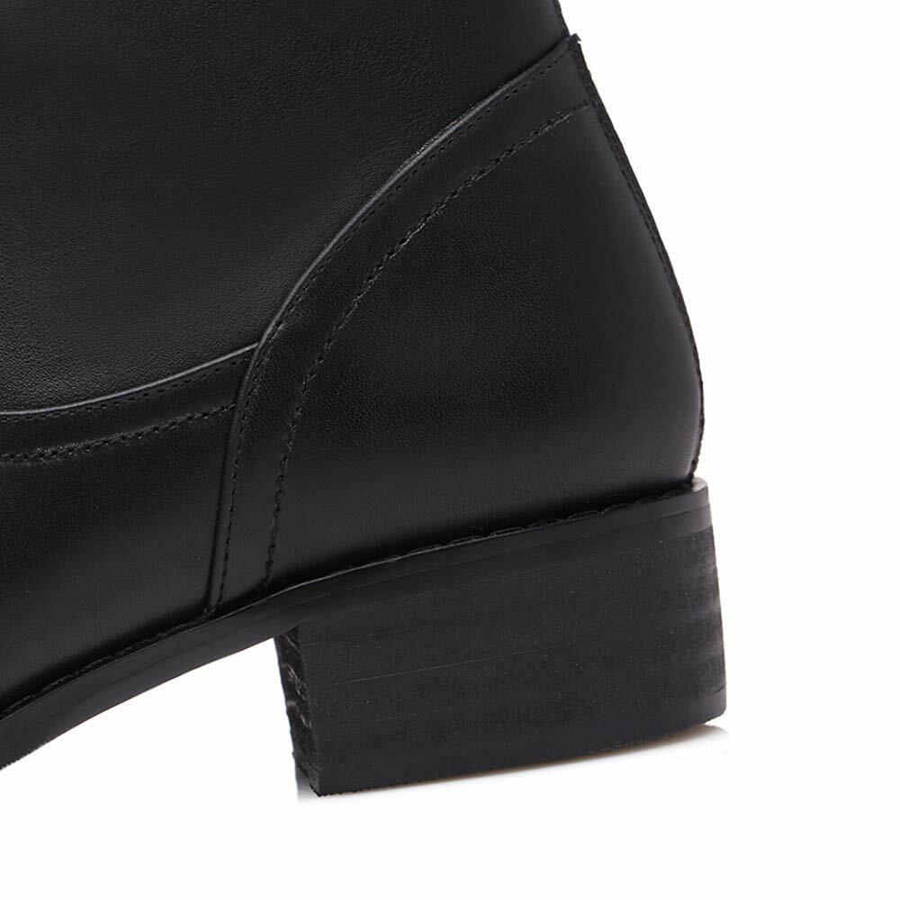 TinaCus Women's Genuine Leather Round Toe Handmade Back Zip Comfort Low Heel