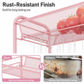 TOOLF 3 Tier Rolling Cart Pink - Metal Storage Organizer with Wheels, 33 lbs