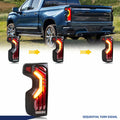 glistuning LED Tail Lights Assembly Compatible with Chevrolet Silverado 2019-2023 1500 2500HD 3500HD [Halogen Model] Start-up Animation Sequential Turn Signal Rear Lamps Accessory [Not fit LED model]