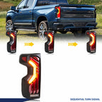 glistuning LED Tail Lights Assembly Compatible with Chevrolet Silverado 2019-2023 1500 2500HD 3500HD [Halogen Model] Start-up Animation Sequential Turn Signal Rear Lamps Accessory [Not fit LED model]