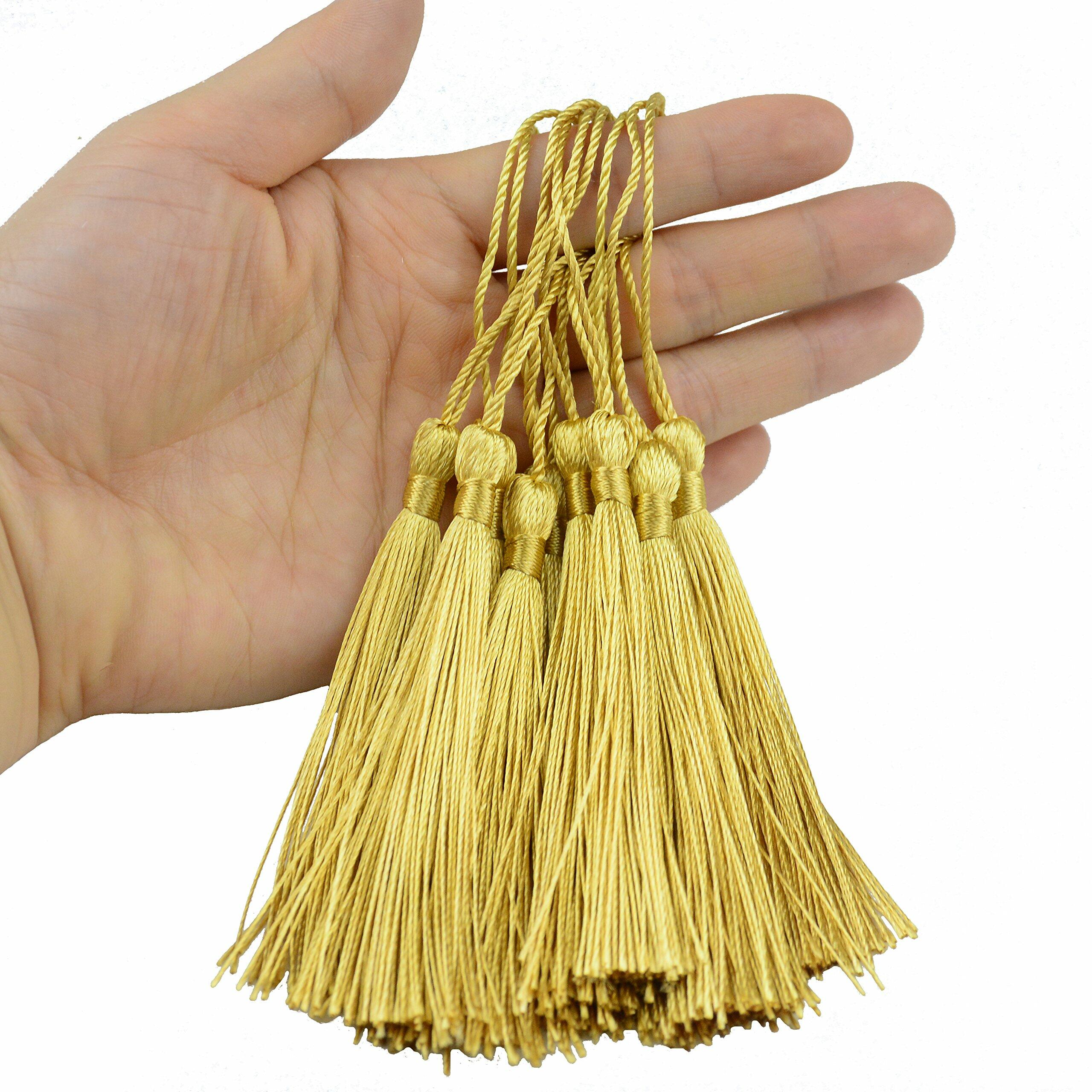 Aokbean 100pcs 5 Inches Handmade Silky Floss Soft Craft Bookmark Tassels with