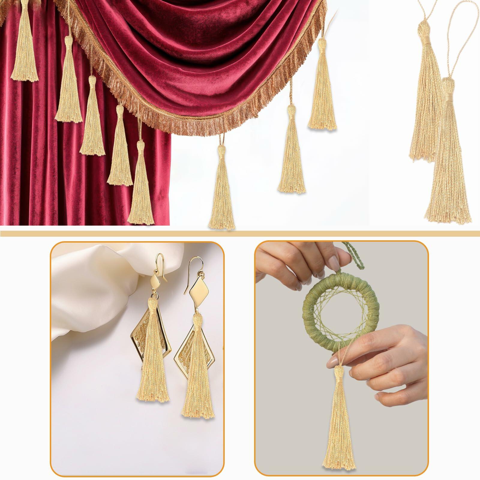 Aokbean 100pcs 5 Inches Handmade Silky Floss Soft Craft Bookmark Tassels with