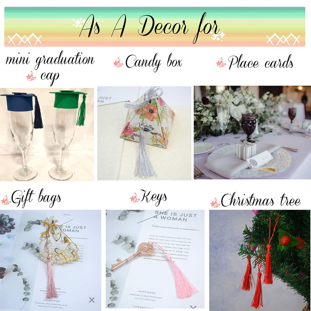 Aokbean 100pcs 5 Inches Handmade Silky Floss Soft Craft Bookmark Tassels with