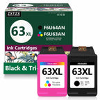 ZXTZX 63XL Ink Cartridge Black and Color Replacement for HP 63XL Ink with