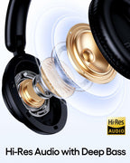 TAGRY Hybrid Active Noise Cancelling Headphones 100H Playtime Wireless Over Ear Bluetooth Headphone with Fast Charging Hi-Res Audio Comfort Earcups Headsets for Travel Home Office Phone PC Black