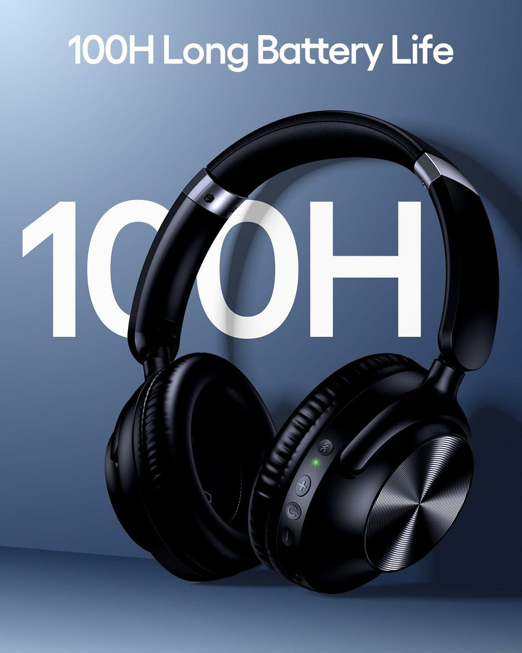TAGRY Hybrid Active Noise Cancelling Headphones 100H Playtime Wireless Over Ear Bluetooth Headphone with Fast Charging Hi-Res Audio Comfort Earcups Headsets for Travel Home Office Phone PC Black