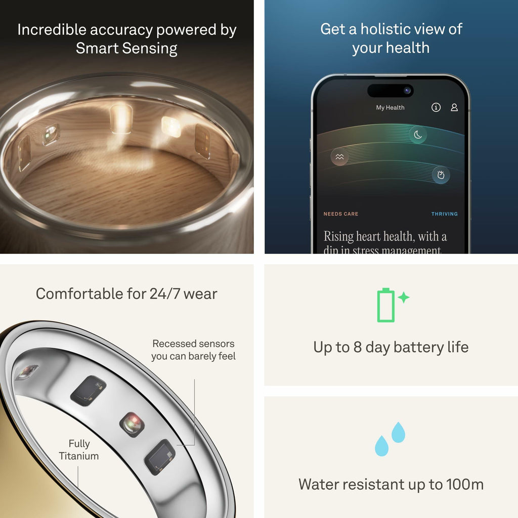 Oura Ring 4 - Gold - Size 8 - Sleep, Activity, Women’s Health, AI Advisor, Up to