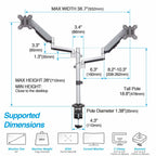 AVLT Dual 17"-32" Stacked Monitor Arm Desk Mount for 2 Flat or Curved Screens,