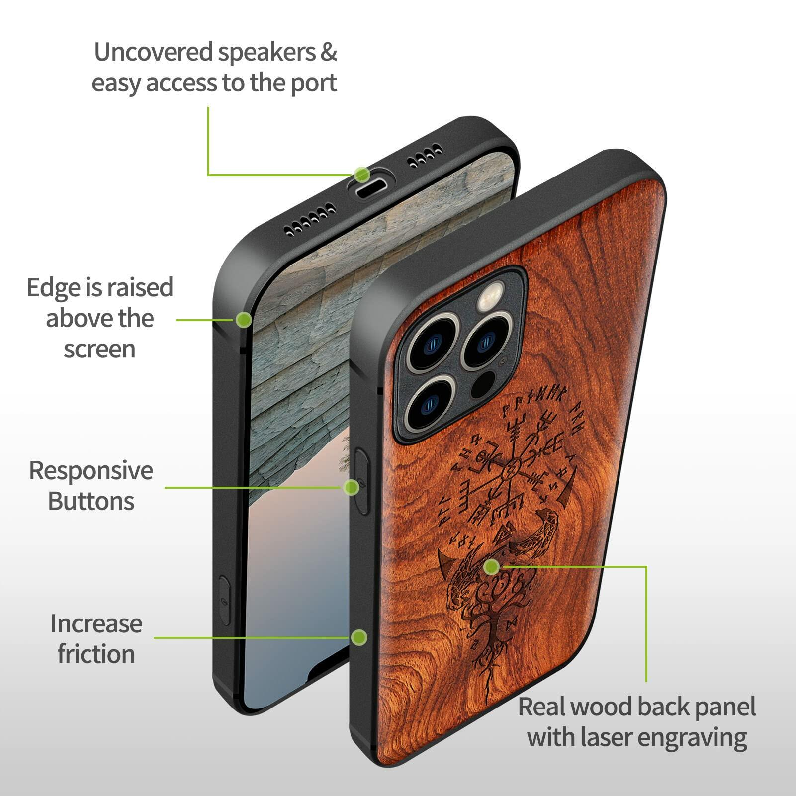 Carveit Magnetic Wood Case for iPhone 12 Pro Max [Hard Real Wood & Soft TPU]