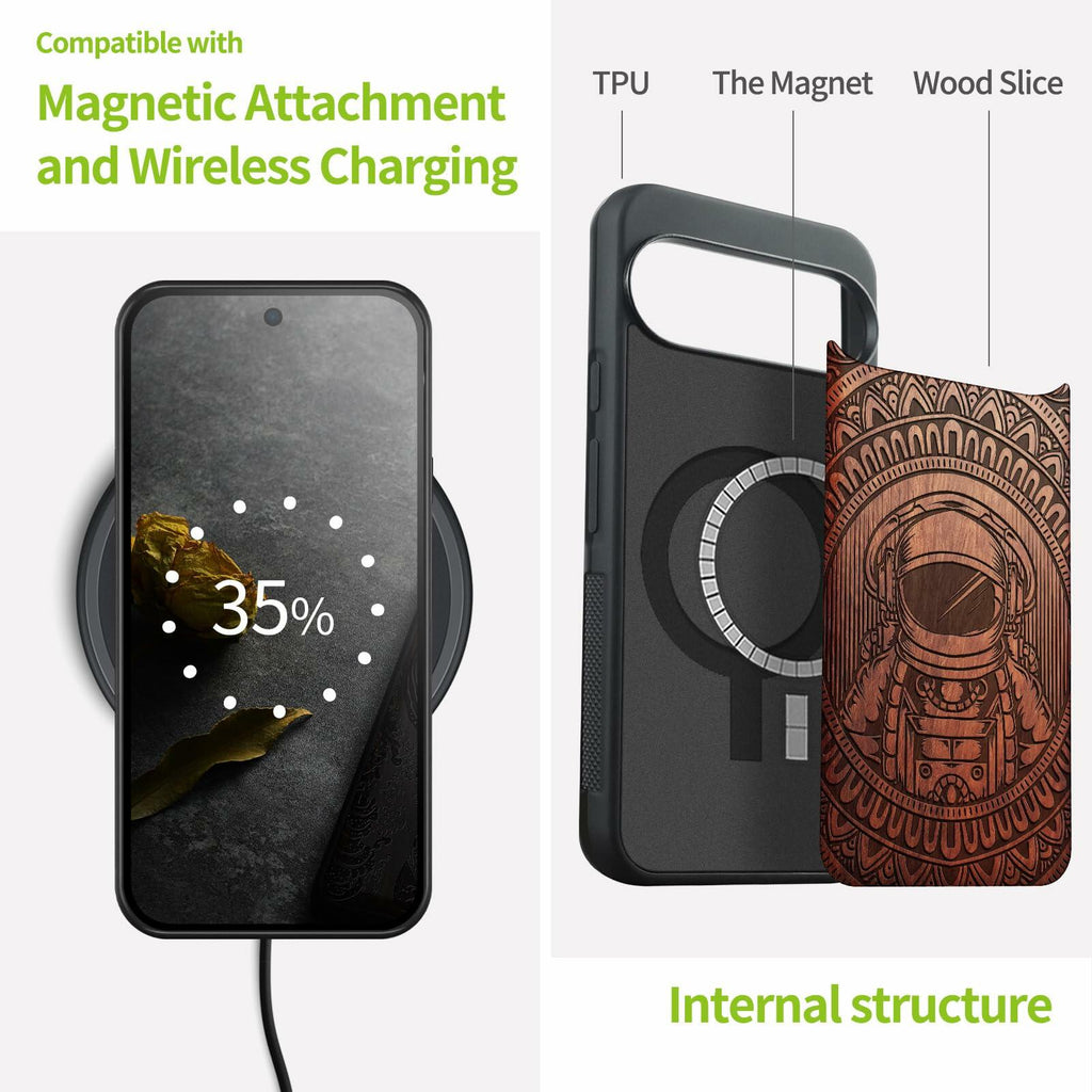 Carveit Magnetic Wooden Case for Google Pixel 10 / Pixel 10 Pro Case, Wood
