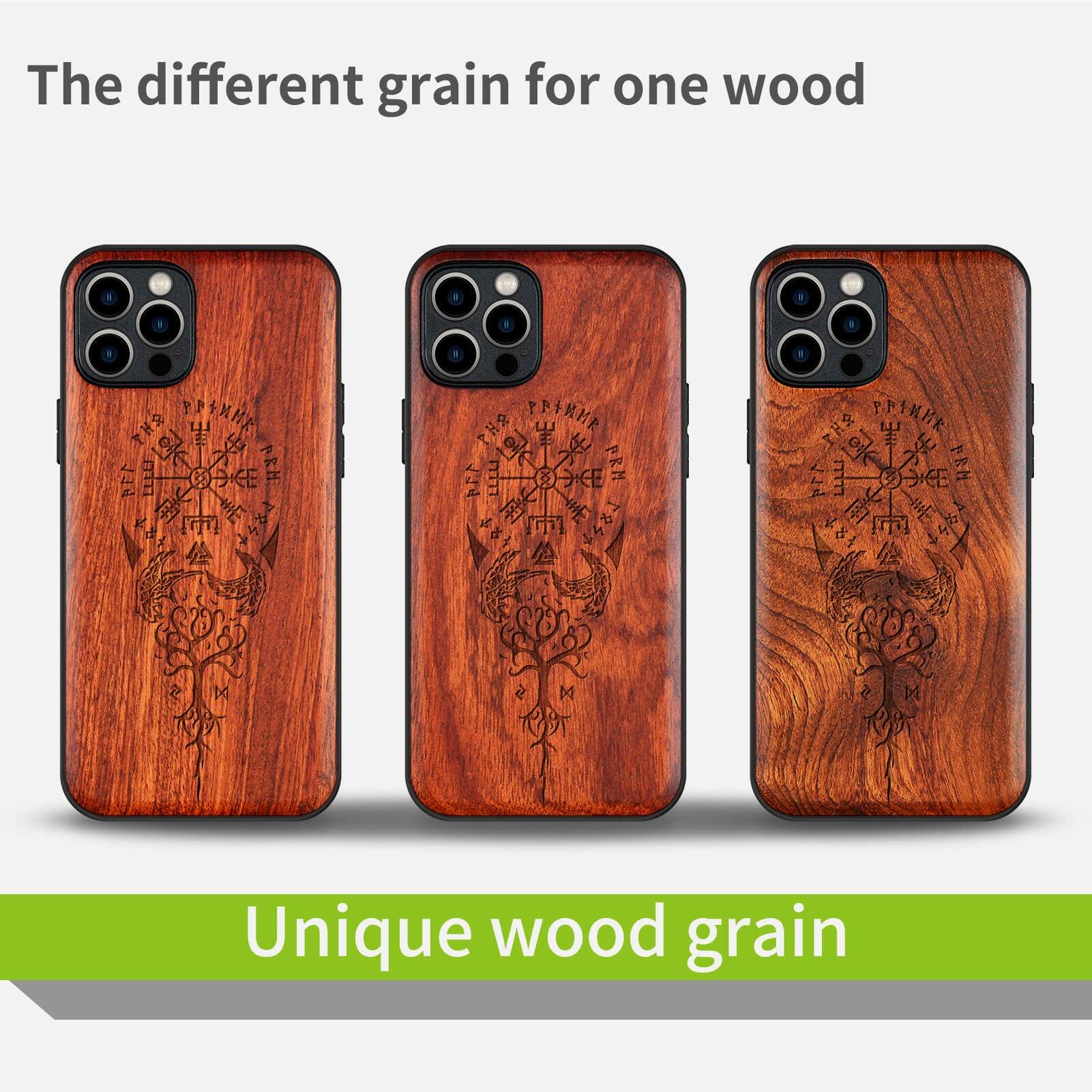 Carveit Magnetic Wood Case for iPhone 12 Pro Max [Hard Real Wood & Soft TPU]