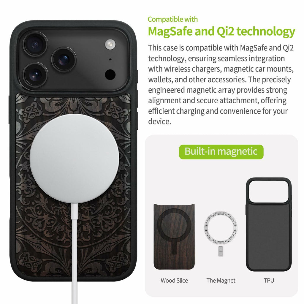 Carveit Magnetic Case for iPhone 17 Pro Max Case, Wood Artisan Engraved &