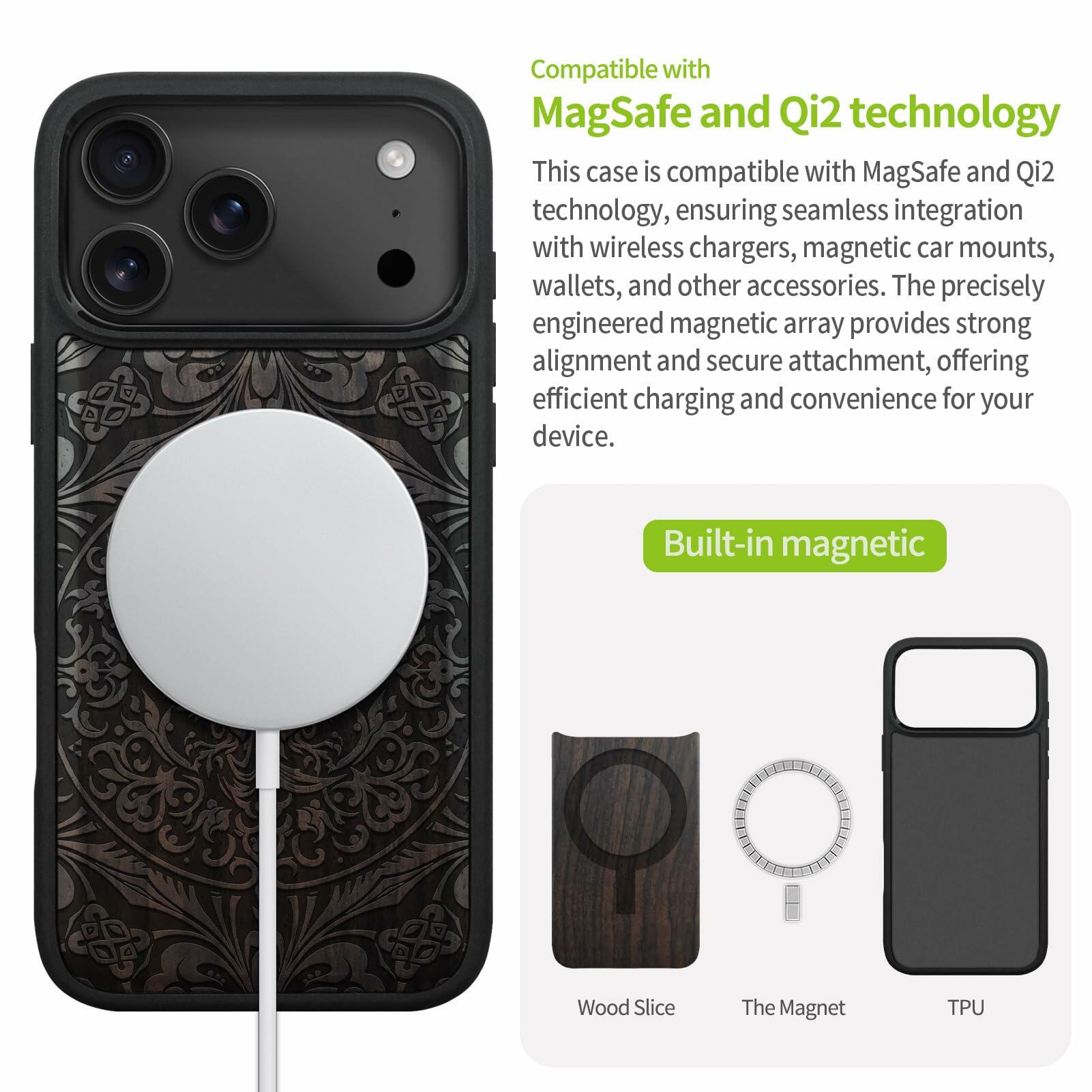 Carveit Magnetic Case for iPhone 17 Pro Max Case, Wood Artisan Engraved &