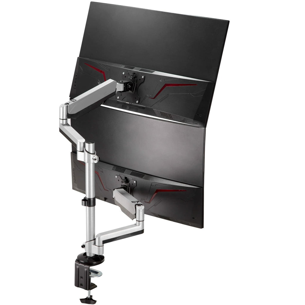 AVLT Dual 17"-32" Stacked Monitor Arm Desk Mount for 2 Flat or Curved Screens,