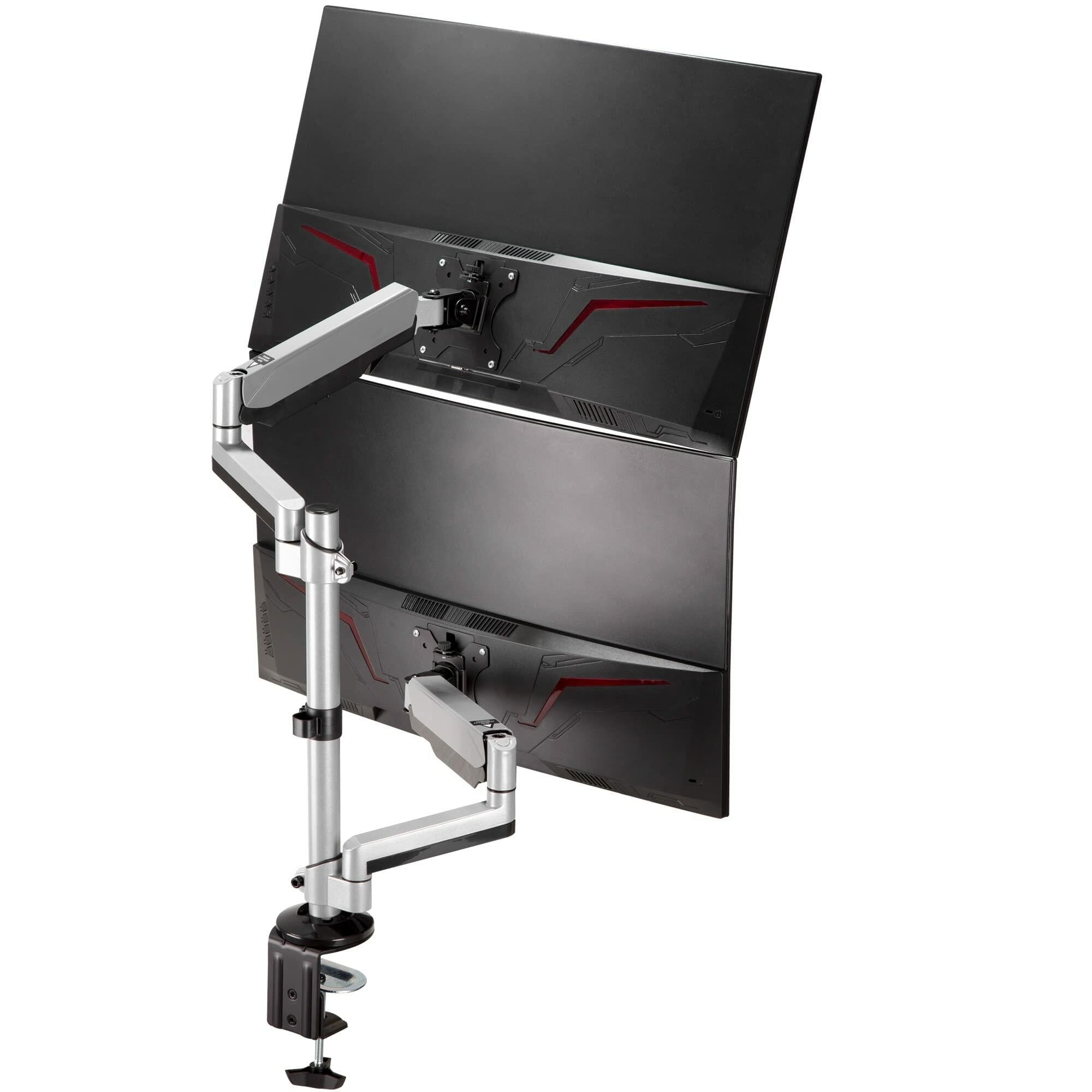 AVLT Dual 17"-32" Stacked Monitor Arm Desk Mount for 2 Flat or Curved Screens,