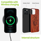 Carveit Magnetic Wood Case for iPhone 12 Pro Max [Hard Real Wood & Soft TPU]