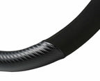 Carbon Fiber + Leather Steering Wheel Cover with Sporty Red Top Stripe, Non-Slip