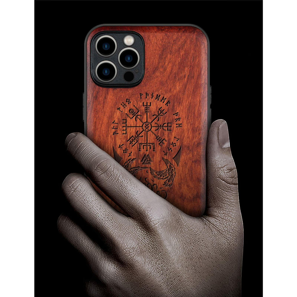 Carveit Magnetic Wood Case for iPhone 12 Pro Max [Hard Real Wood & Soft TPU]