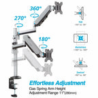 AVLT Dual 17"-32" Stacked Monitor Arm Desk Mount for 2 Flat or Curved Screens,
