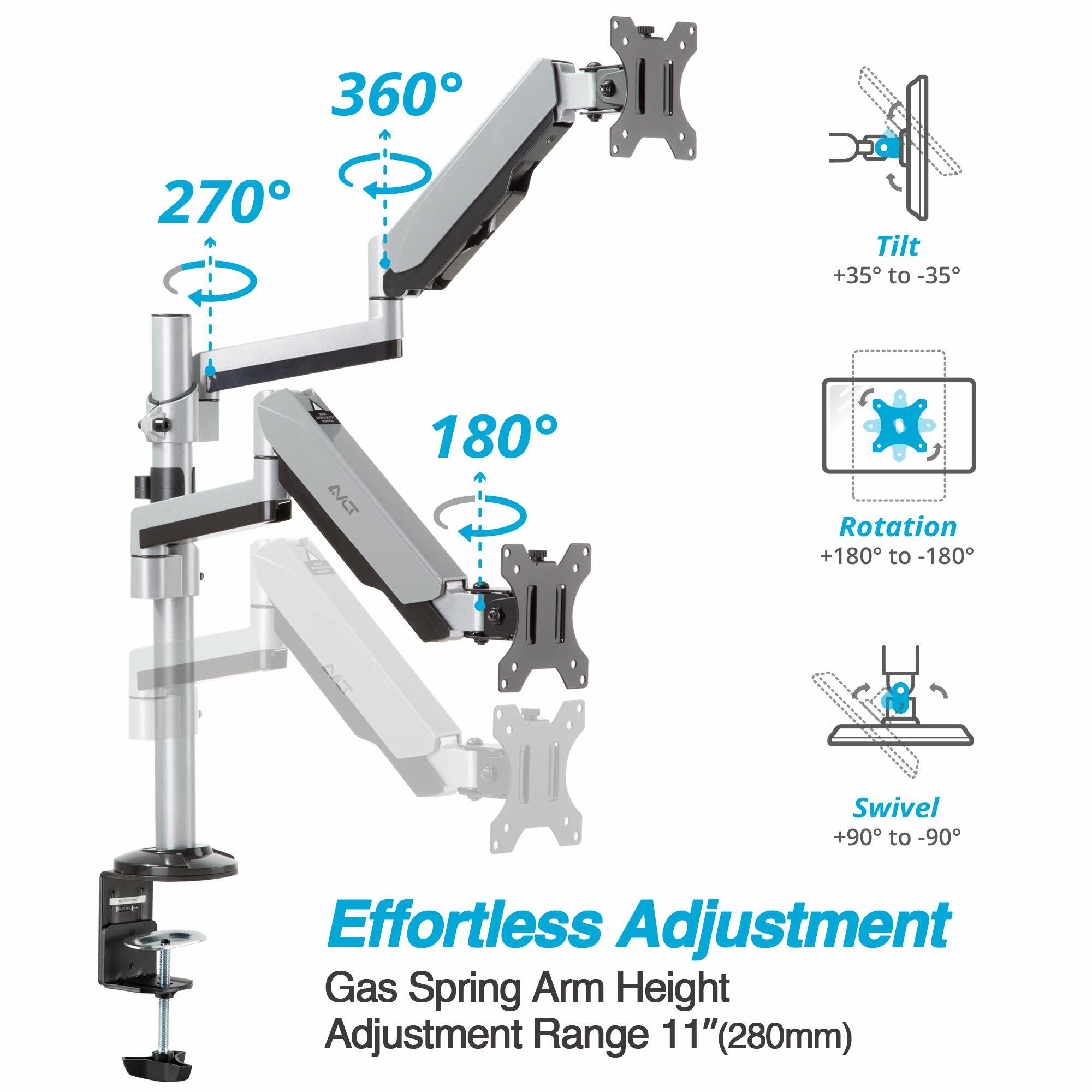 AVLT Dual 17"-32" Stacked Monitor Arm Desk Mount for 2 Flat or Curved Screens,