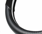 Carbon Fiber + Leather Steering Wheel Cover with Sporty Red Top Stripe, Non-Slip