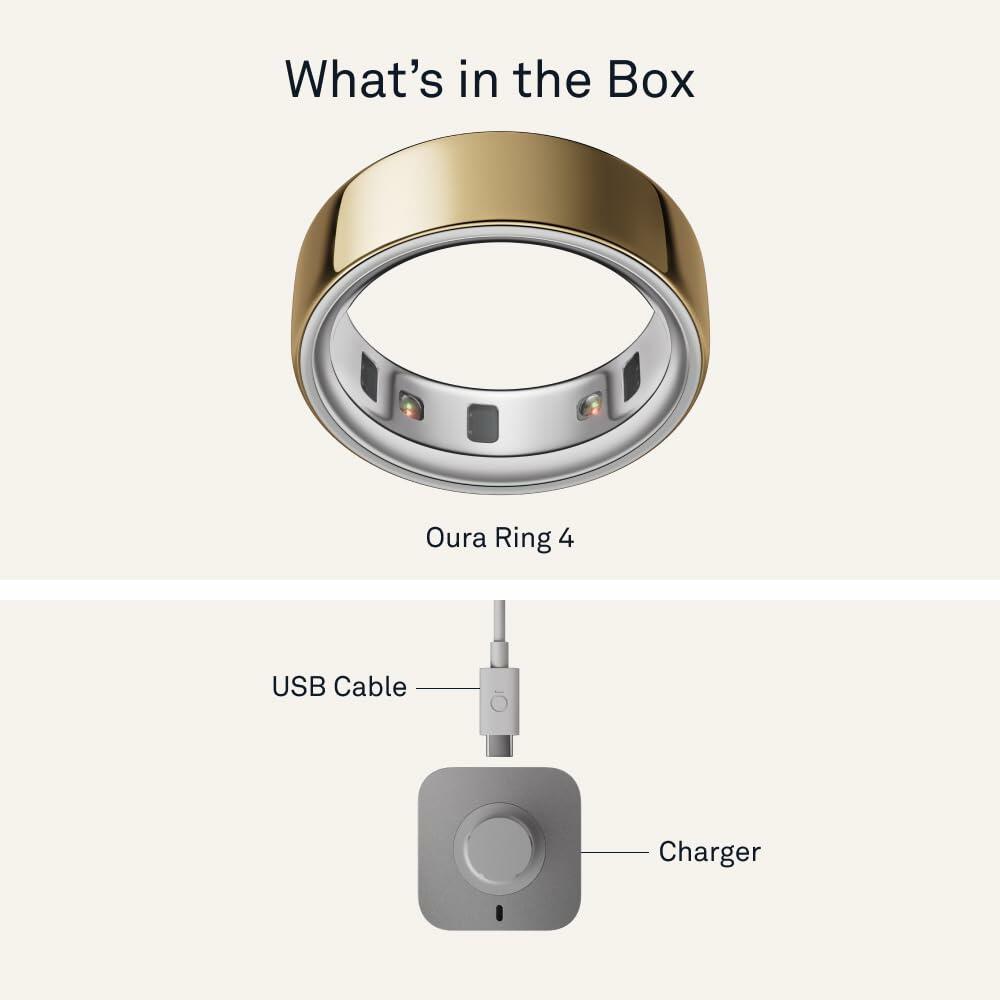 Oura Ring 4 - Gold - Size 8 - Sleep, Activity, Women’s Health, AI Advisor, Up to