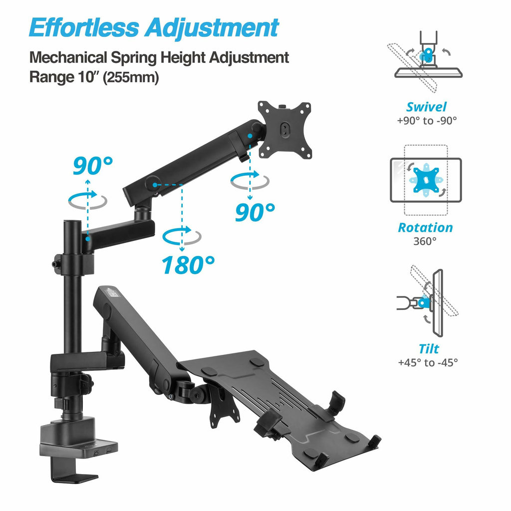 AVLT Laptop & 38 Inch Monitor Arm Pole Top Mount-Black, Supports 26.4 lbs (12