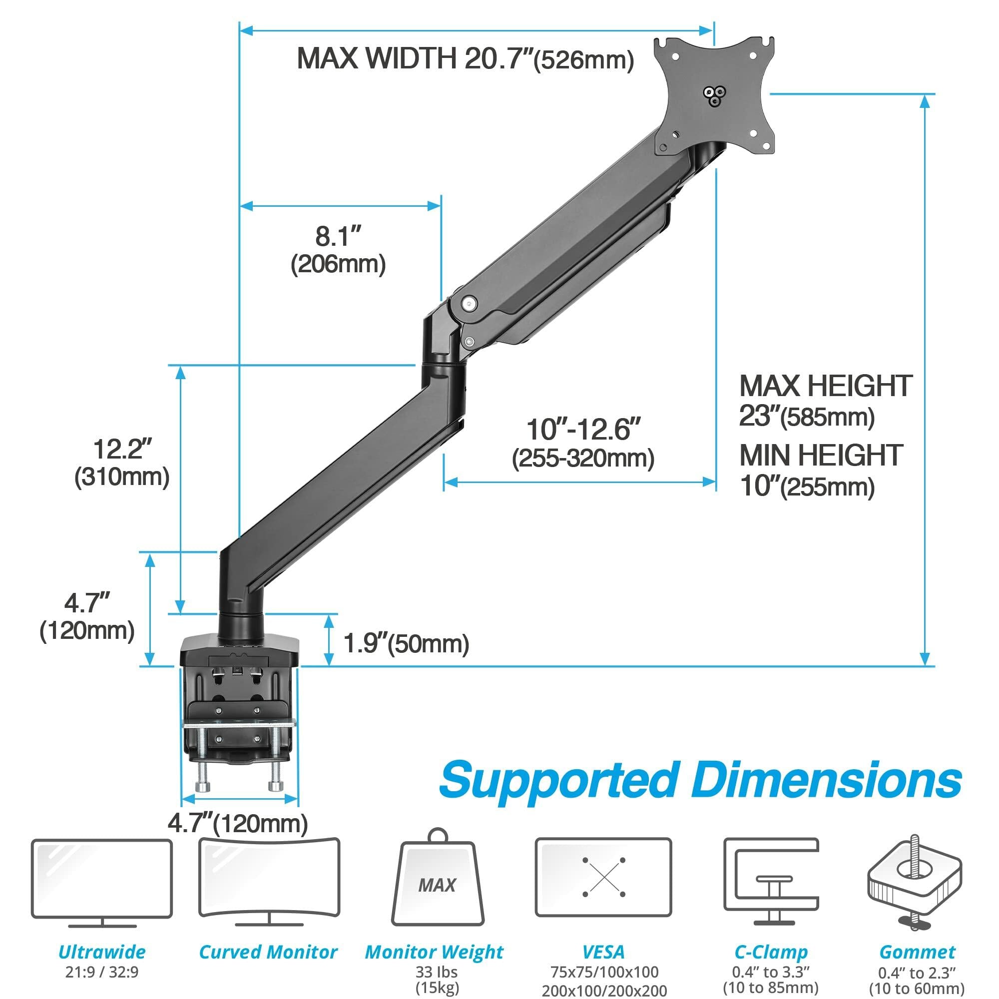 AVLT Single Monitor Arm and Reinforcement Plate