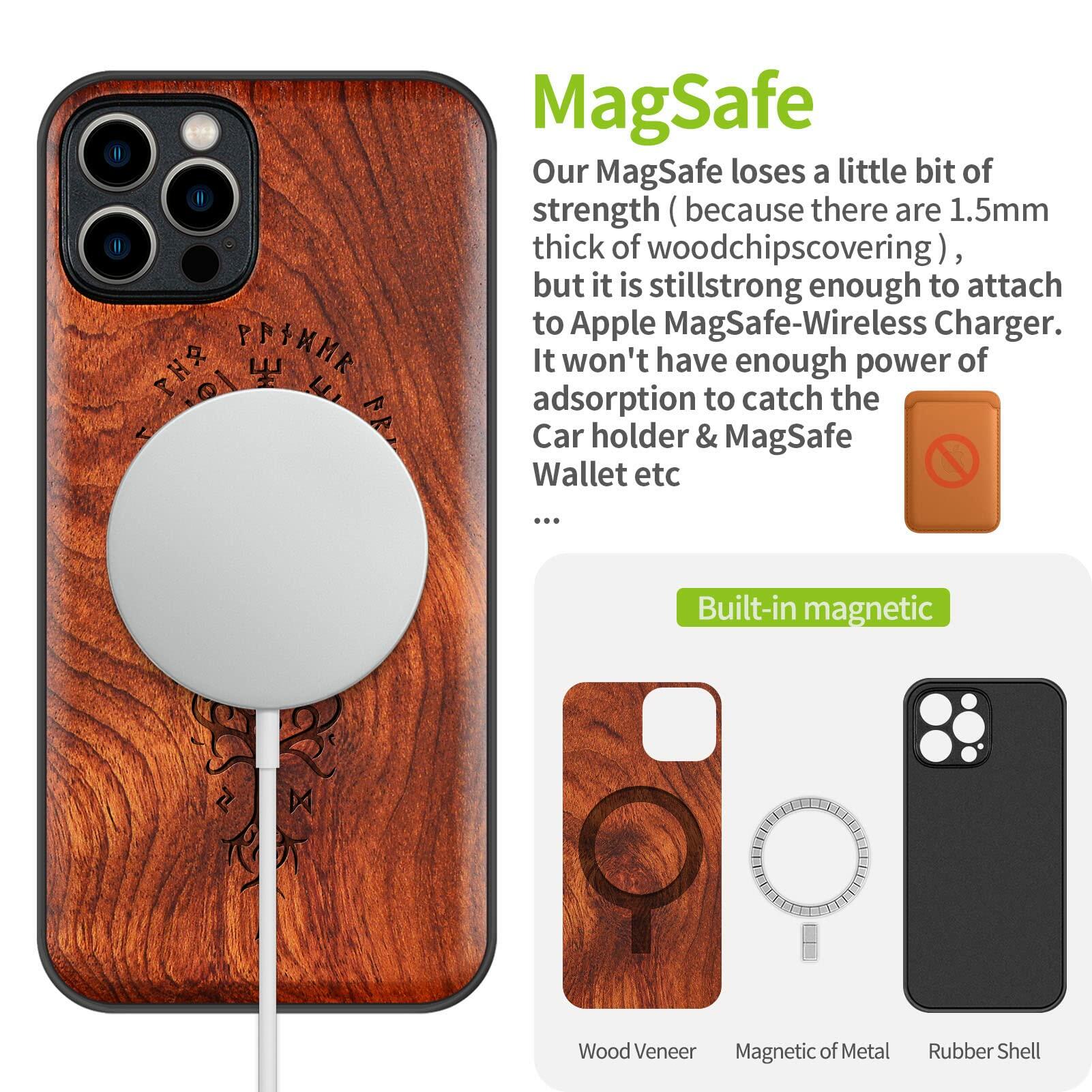 Carveit Magnetic Wood Case for iPhone 12 Pro Max [Hard Real Wood & Soft TPU]